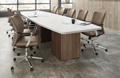 Boat Shape Conference Table w/ Cube Base 192"W x 33-48"D