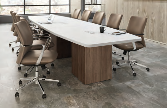 Boat Shape Conference Table w/ Cube Base 95"W x 33-44"D