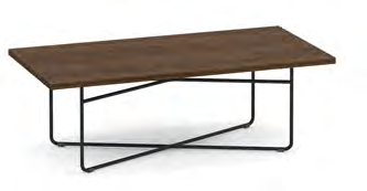 Rectangular Laminate Coffee Table with Black Steel Rod Base
