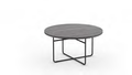 Round Laminate Coffee Table with Black Steel Rod Base