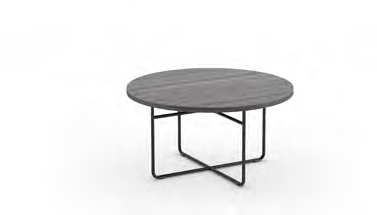 Round Laminate Coffee Table with Black Steel Rod Base
