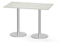 30x60" Rectangular Top Bistro Height Table with Brushed Round Base