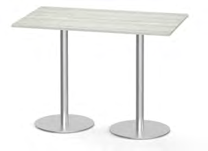 30x60" Rectangular Top Bistro Height Table with Brushed Round Base