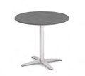 36" Round Top Standard Height Table with 4-Prong Brushed Metal Base