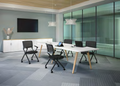 Boat Shape Conference Table w/ Wood VA Leg 95"W x 33-44"D