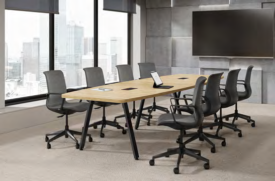 Boat Shape Conference Table w/ Metal VA Leg 240"W x 33-48"D